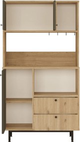 Armário Alto de Cozinha "Toledo" - Carvalho e Antracite- 88x161.2x35.5