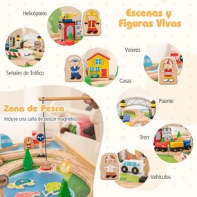Mesa de atividades tudo em um para crianças com conjunto de comboio de 75 peças 79 x 57 x 39,5 cm