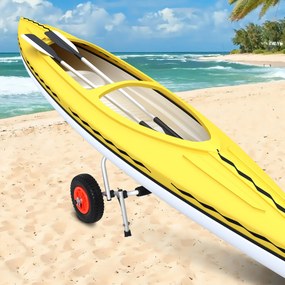 Carrinho de transporte dobrável para caiaque carga 75 kg de alumínio ajuste universal com rodas para barco canoa 57,5x33x24 cm prata
