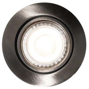 Set van 6 moderne inbouwspots gunmetal GU10 50mm rond kantelbaar - Cisco Moderno
