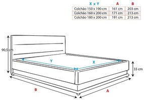 Cama Hidráulica com Arrumação "Naomi" - 160x200 cm - Branco - Polipele
