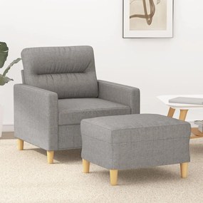 vidaXL Poltrona com apoio de pés 60 cm tecido cinzento-claro