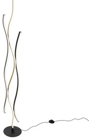 Design vloerlamp zwart met goud incl. LED dimbaar - Blaze Design