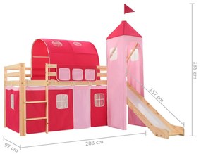 Estrutura cama infantil c/ escorrega e escada pinho 208x230cm