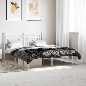 374391 vidaXL Estrutura de cama com cabeceira 160x200 cm metal branco