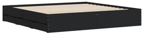 Estrutura de cama c/ gavetas 160x200 cm derivados madeira preto