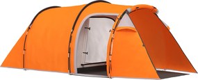 Outsunny Tenda em Túnel para 2-3 Pessoas Tenda de Campismo com Antecâmara Gancho para Lâmpada 2000 mm de Coluna D'àgua Laranja | Aosom Portugal