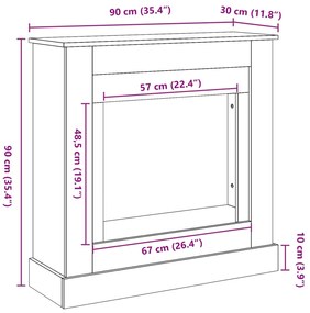 Cornija lareira 90x30x90 cm derivados madeira carvalho sonoma