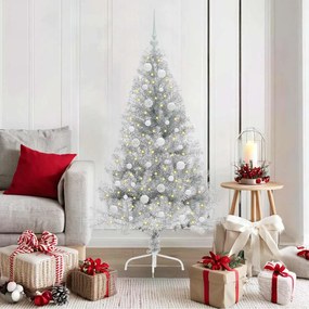 vidaXL Árvore de Natal Artificial Pré-iluminada Prateado 150 cm PET
