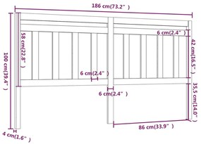 Cabeceira de cama 186x4x100 cm pinho maciço castanho mel