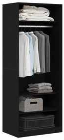 Guarda-Roupa Preto Carvalho 80 x 50 x 200 cm - Madeira de Engenharia