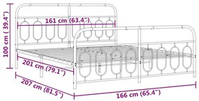 Estrutura de cama com cabeceira e pés 160x200 cm metal branco