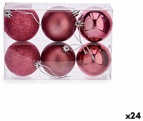 Conjunto de Bolas de Natal Cor de Rosa Pvc (ø 8 cm) (24 Unidades)