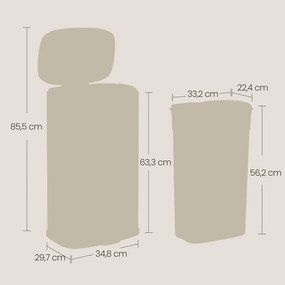 Caixote do lixo 30 L em aço inoxidável 35 x 23,8 x 63 cm prateado