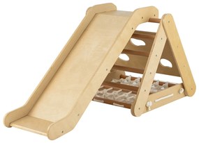 Tenda de brincar infantil 2 em 1 com triângulo de escalada de madeira
