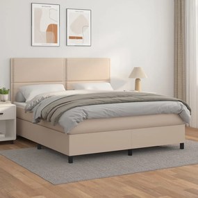 vidaXL Cama com molas/colchão 180x200 cm couro artificial cappuccino