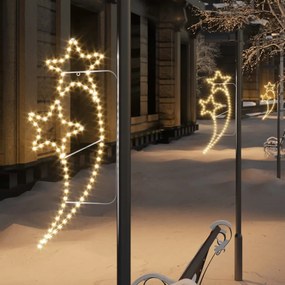vidaXL Cordão iluminação em estrela 12pcs 125,5x53x4,5cm branco quente