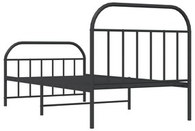 Estrutura de cama com cabeceira e pés 107x203 cm metal preto