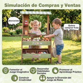 Banca de Mercado Infantil, 60 x 33 x 91 cm, Com Acessórios de Brincar, Multicolor