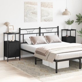 vidaXL Criados-mudos 2 pcs Madeira de Carvalho Preta 41x31x80 cm Madeira de Engenharia