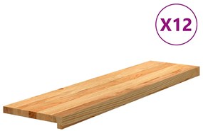vidaXL Tapetes de escada 12 pcs 100x30x2 cm carvalho castanho-claro