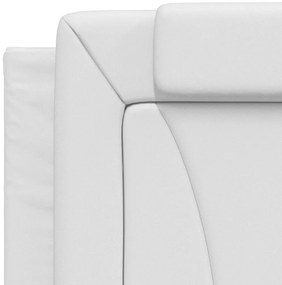 Estrutura cama c/ luzes LED 100x200 cm couro artificial branco