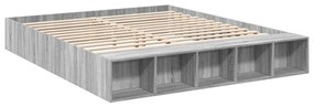 Estrutura de cama 200x200 cm derivados madeira cinzento sonoma
