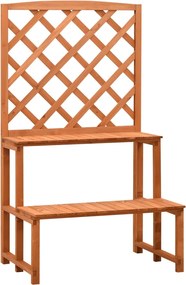 vidaXL Suporte de plantas c/ treliça 70x42x120 cm abeto maciço laranja