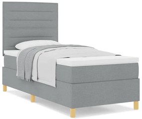Cama Box com Colchão Cinzento-claro 90x200 cm Tecido