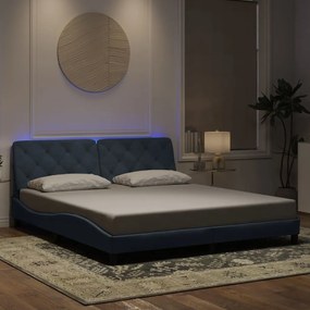 Estrutura de cama c/ luzes LED 180x200cm veludo cinzento-escuro