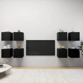 vidaXL Móveis de parede para TV 8 pcs 30,5x30x30 cm preto