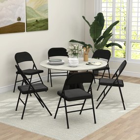 Conjunto de 6 cadeiras dobráveis (MESA NÃO INCLUIDA), cadeiras de jantar portáteis, estrutura em aço, 45 x 46 x 78 cm, pretas