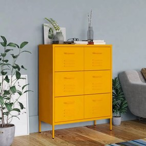 Armário com gavetas aço 80x35x101,5 cm amarelo mostarda
