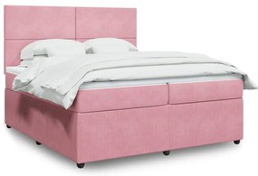 Cama com molas/colchão 200x200 cm veludo rosa