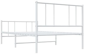 Estrutura de cama com cabeceira e pés 90x200 cm metal branco