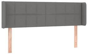 Cabeceira cama c/ luzes LED tecido 147x16x78/88cm cinza-escuro
