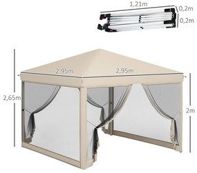 Tenda Dobrável 3x3 para Exterior Tenda Portátil de Jardim com Mosquite