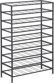 Garrafeira, Estante para garrafas de vinho com capacidade para 54 garrafas, dimensões: 63 x 25 x 91 cm, metal preto