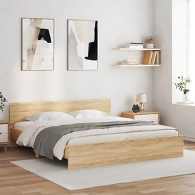 vidaXL Estrutura de cama com cabeceira 200x200 cm carvalho sonoma