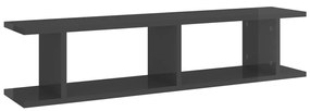 Estantes de parede 2 pcs derivados de madeira cinza brilhante