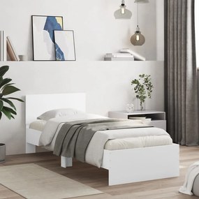 Estrutura de cama c/ cabeceira 90x190 cm deriv. madeira branco