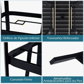 Mesa quadrada de jardim para 4 pessoas com orifício para guarda-sol 91 x 91 x 73 cm, estrutura ajustável em metal, tampo em ripas, ideal para varandas