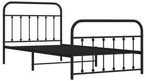 Estrutura de cama com cabeceira e pés 100x200 cm metal preto
