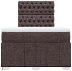 Cama boxspring com colchão 120x190 cm tecido castanho-escuro