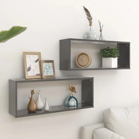 vidaXL Prateleiras parede cúbicas 6 pcs deriv. madeira cinza brilhante