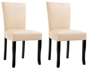 vidaXL Cadeiras de jantar 2 pcs couro artificial cor creme