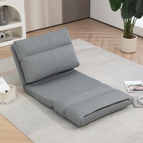 Poltrona de chão, sofá reclinável, poltrona convertível em cama, reclinável de 90° a 180°, tecido - 70 x 72 x 56 cm - cinzento