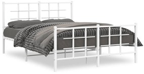 vidaXL Estrutura de cama com cabeceira e pés 140x190 cm metal branco