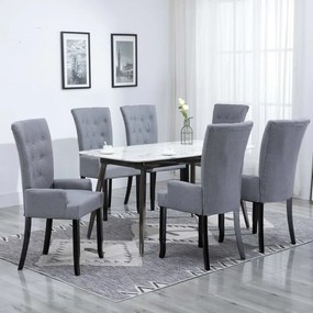 vidaXL Cadeiras jantar c/ apoio de braços 6 pcs tecido cinzento-claro