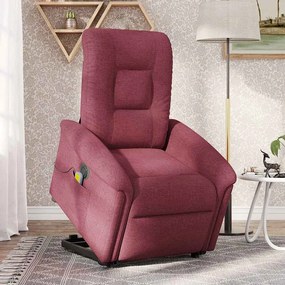 Poltrona elevatória de massagens elétrica tecido vermelho tinto